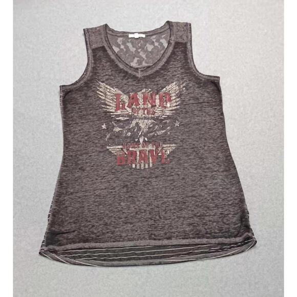 Maurices Tops - Maurices Burnout Sleeveless Top Womens Size S "Land Of The Free" Lace Patriotic
